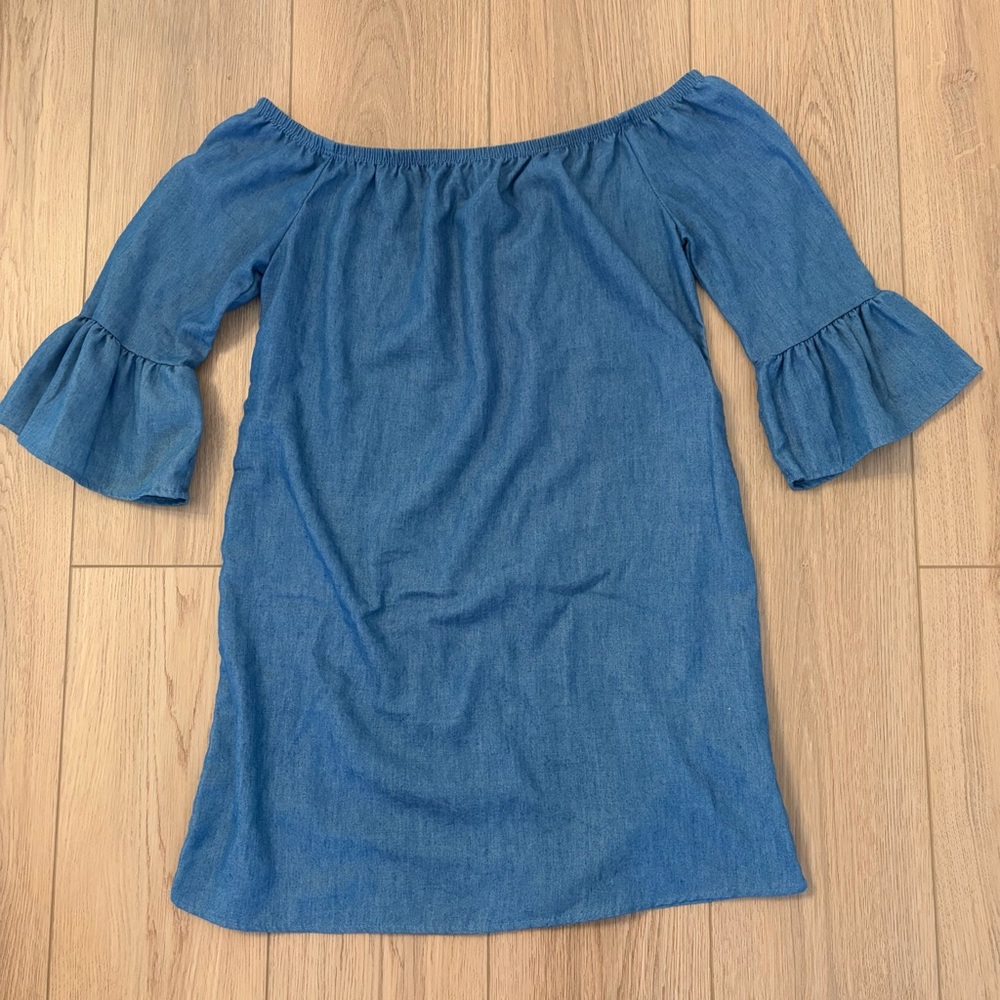 Charlotte Russe Denim-Blue Off-Shoulder Dress